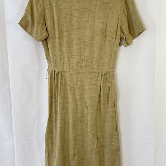 1970s Natural Linen Look Wiggle Dress – Small-Medium, Minimalist Retro Workwear - Picture 4 of 15